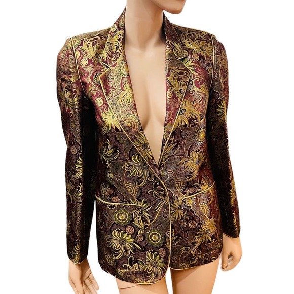 Vintage 80s Charlotte Ford II Metallic Gold and Red Jacket Blazer Size Small - Picture 1 of 14